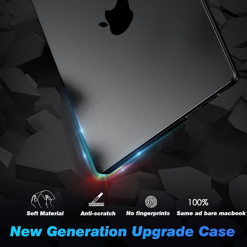 Eoocoo حافظة متوافقة مع ماك بوك إير 15 بوصة 2026 2025-2023 إصدار M4 A3241 M3 A3114 M2 A2941 شاشة ريتينا السائلة، حافظة بلاستيكية صلبة وغطاء لوحة مفاتيح وواقي شاشة، أسود - Image 5